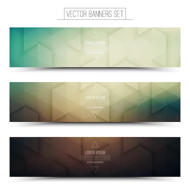 Vector abstract technology 3d panoramic banner set