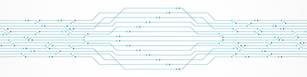 Fondo astratto di tecnologia, modello blu del circuito, microchip, linea elettrica