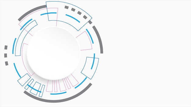 추상적 인 기술 배경 원 기하학 장식, 과학 및 기술 흰색 배경