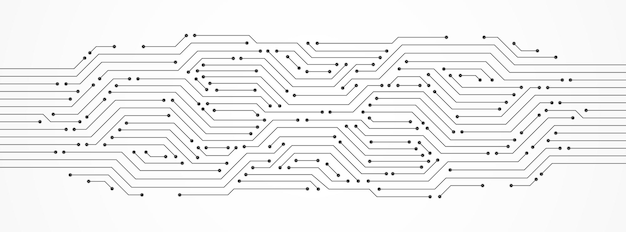 Vettore sfondo astratto di tecnologia, circuito stampato, microchip