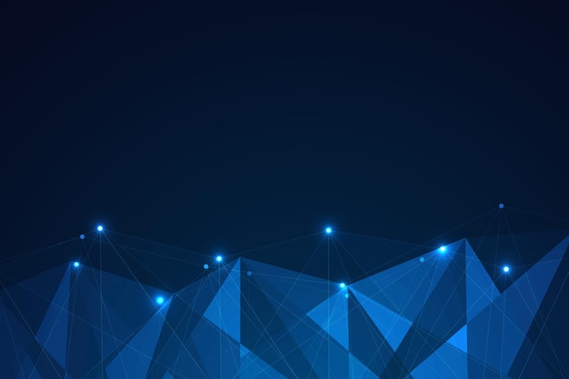 Abstract technology background. Polygonal with connecting dots and lines