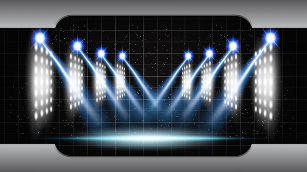 벡터 둥근 미래 기술 사용자 인터페이스의 아름다운 조명이 있는 추상 기술 배경 경기장 무대 홀 파란색 벡터 조명 빈 무대 스포트라이트 배경