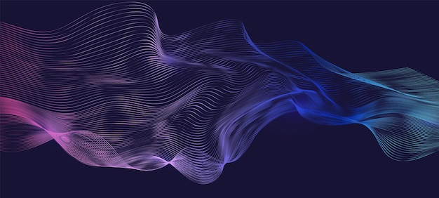 Вектор Абстрактная технология синий фон с плавными пунктирными линиями. динамические волны. векторная иллюстрация.