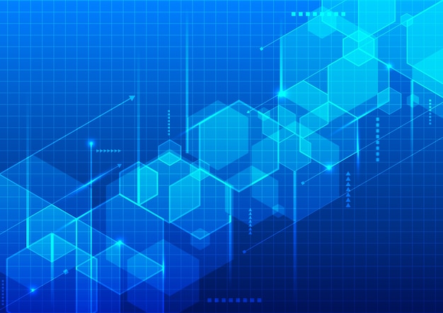 抽象的なテクノロジーブルーの幾何学的な六角形