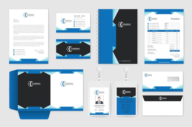 Abstract technology blue stationery design