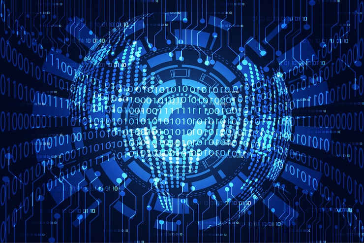 Vector abstract technology circle digital link binary