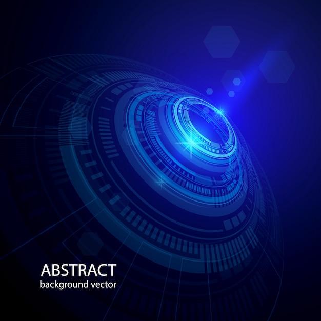 Abstract technology circles vector blue background.