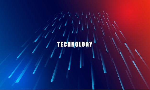 Abstract technology concept particle connection background with blue and red lights