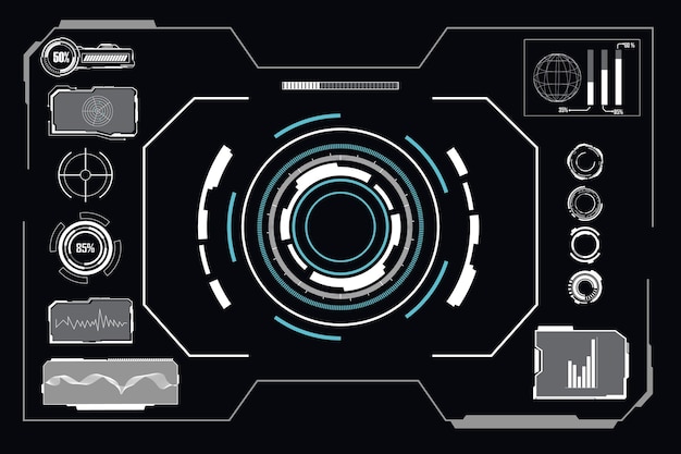 абстрактная технология футуристическая концепция интерфейса hud элементы голограммы цифровых данных и круга