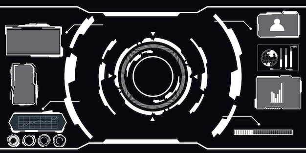 Tecnologia astratta concetto futuristico hud interfaccia ologramma elementi di dati digitali e cerchio