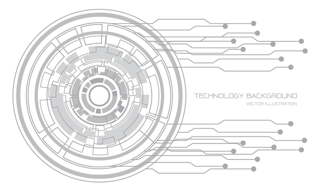 白い未来的なデザインのモダンな背景イラストに抽象的な技術灰色の円サイバー回路線。