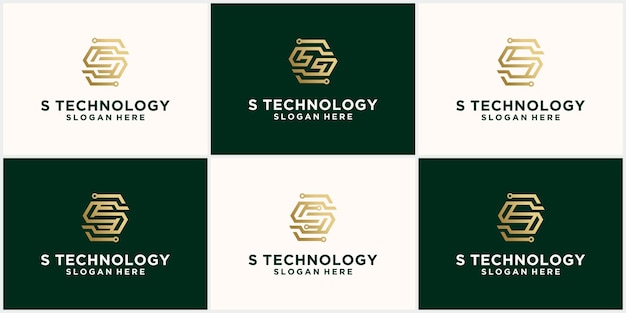 추상적 인 기술 로고 문자 S 세트