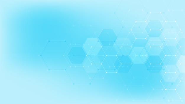 abstract technology or medical background with hexagons shape pattern. concepts and ideas for healthcare technology, innovation medicine, health, science and research.