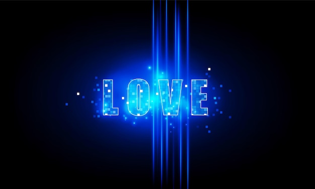 Abstract technology polygon love light for font digital world Business management strategy and Happy Valentine's day background vector design