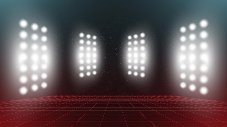 Vector abstract technology red blue background stadium stage hall with scenic lights of round futuristic