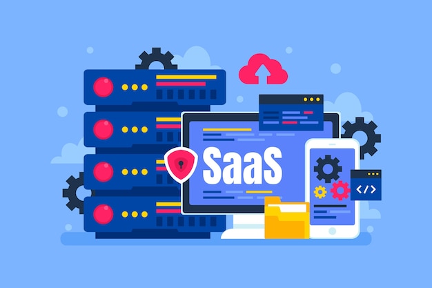 Abstract technology saas illustration