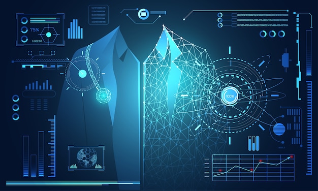 抽象的な技術科学概念医師データ健康デジタル