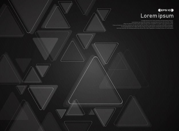 Abstract of technology triangle pattern on gradient black background.