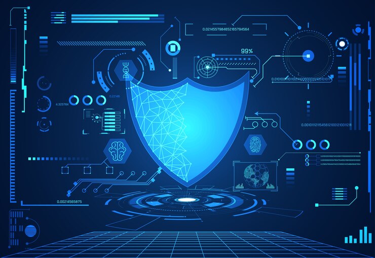 抽象的な技術uiの未来的な概念の防護インターフェイスのホログラム