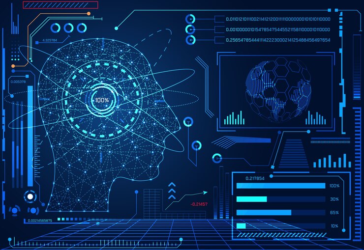 Vector abstract technology ui futuristic human brain interface hologram 