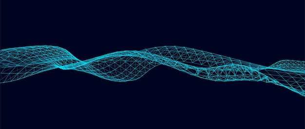 Abstract technology wave of particles Big data visualization Vector background with motion dots and lines Artificial intelligence