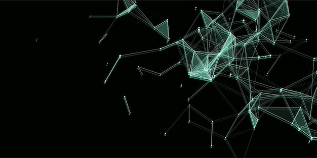 Vector abstract technology wave of particles big data visualization vector dark background