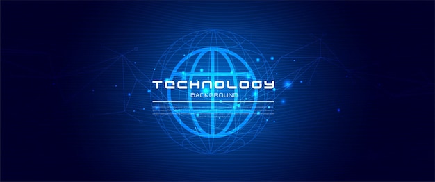 Abstract technology with global world network and telecommunication on earth digital data