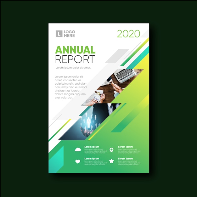 Vector abstract template annual report with photo