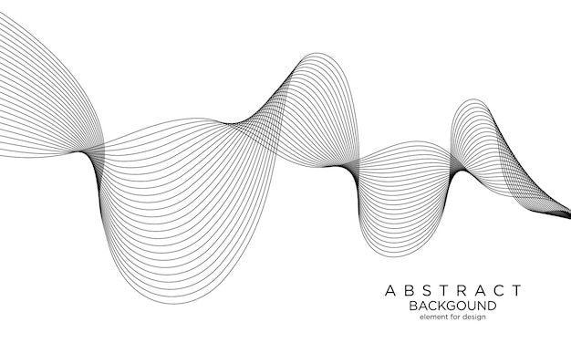 Sfondo modello astratto con design a onda equalizzatore traccia di frequenza digitale sfondo arte linea stilizzata onda nera con linee create utilizzando lo strumento di fusione illustrazione vettoriale