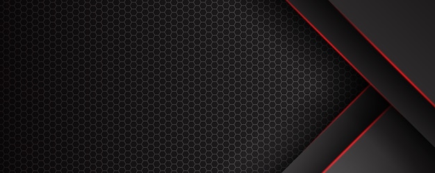 Abstract template black background with triangles pattern and red lighting lines. Sports technology modern design concept. 