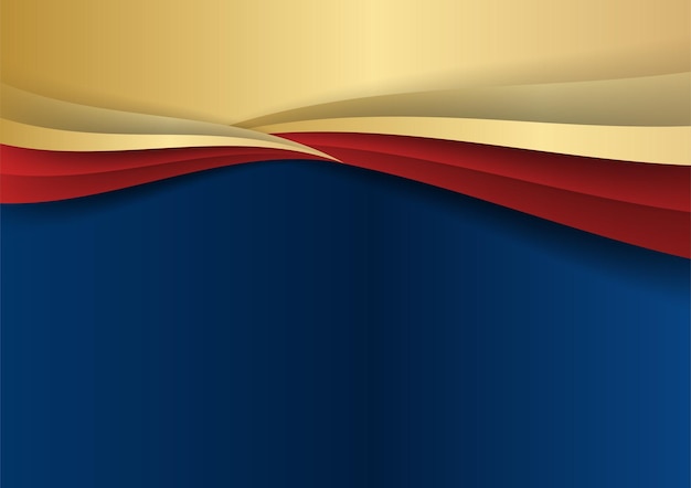 Modello astratto sfondo premium di lusso blu scuro con elementi di forme geometriche oro e rosso. vestito per sfondo di presentazione, certificato, biglietto da visita, banner, volantino e molto altro