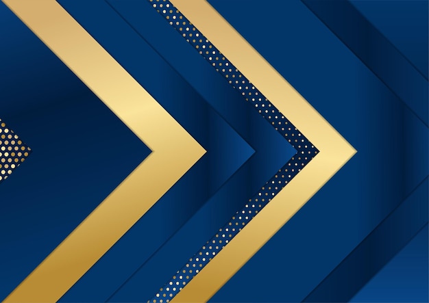 Abstract template dark blue luxury premium background with luxury triangles pattern and gold lighting lines.