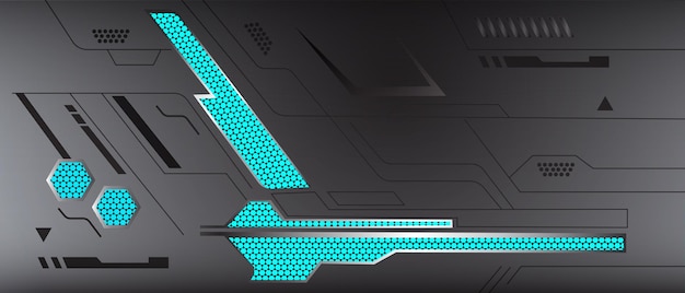Stile tecnologico modello astratto consistenza metallica con cornice luminosa di colore blu layout design tecnologico futuristico sfondo illustrazione vettoriale