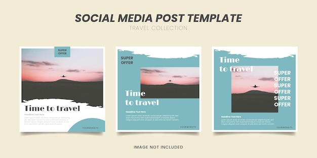 Abstract template travel for social media post web banner square for travel ad