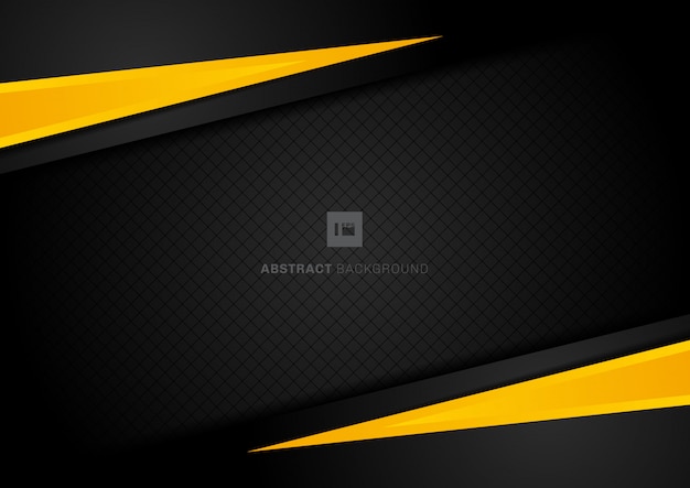 Abstract template yellow geometric black background.