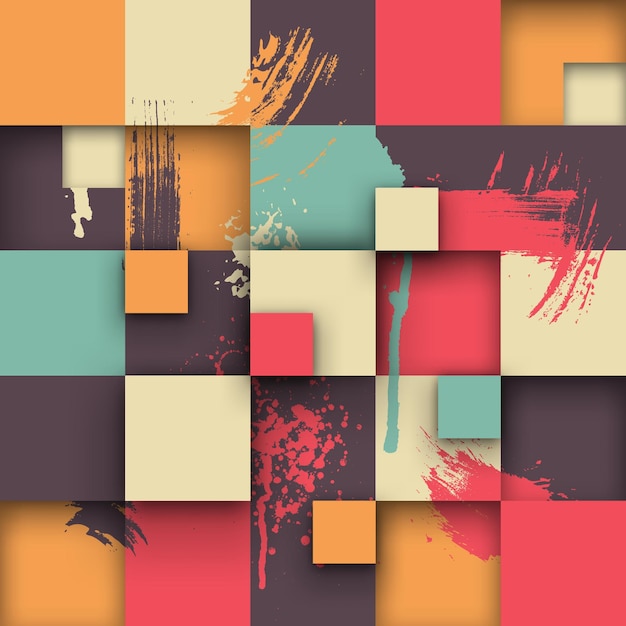 Abstract texture with squares and paint splashes