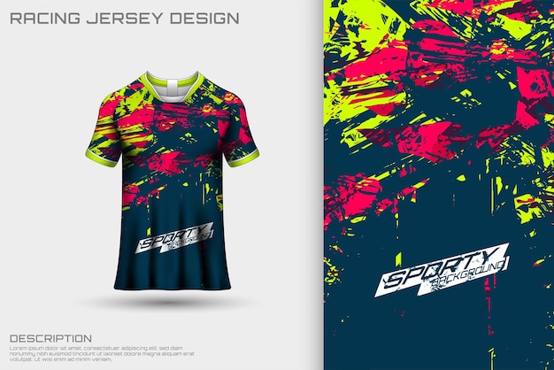 Футболка с абстрактным текстурированным спортивным дизайном джерси для гонок, футбола, игр, мотокросса, велоспорта.