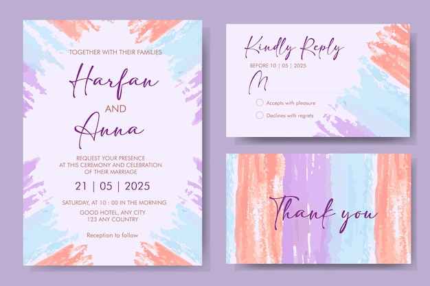 abstract theme wedding invitation card with pastel color