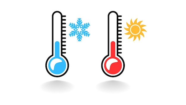 Abstract Thermometer Icon Cold Warm Weather Temperature Vector Design Style