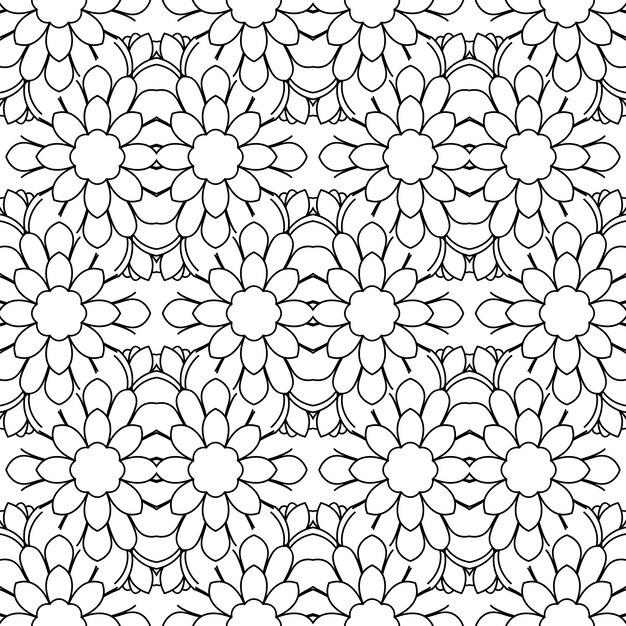 Abstract thin line doodle seamless pattern. Floral background.