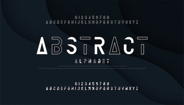 Abstract thin line font and numbers minimal alphabet