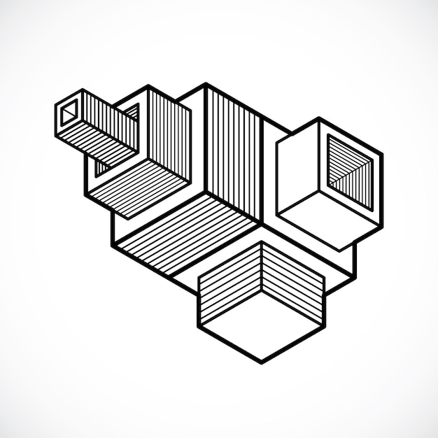 Abstract three-dimensional shape, vector design cube element.
