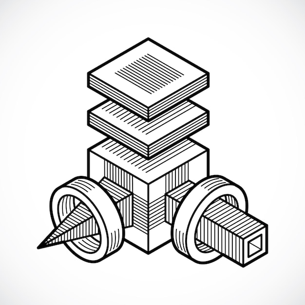 Abstract three-dimensional shape, vector design cube element.