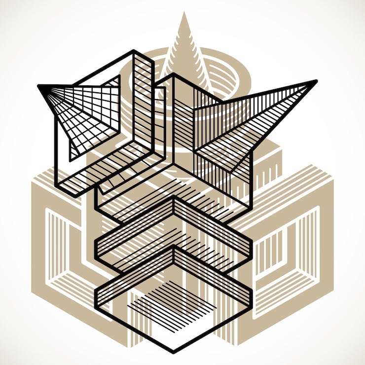 Vector abstract three-dimensional shape, vector design cube element.