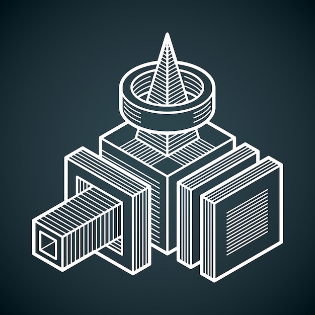 Abstract three-dimensional shape, vector design cube element.