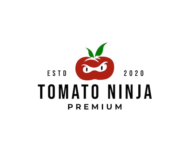 Siluetta di vettore dell'icona del logo di ninja del pomodoro astratto