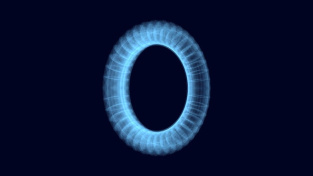 Abstract torus with blue dots and lines 3D futuristic vector geometric wireframe shape Technology network connection big data Science background Twist objects in dark cyberspace