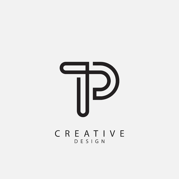 Абстрактный векторный шаблон логотипа TP PT в простом стиле