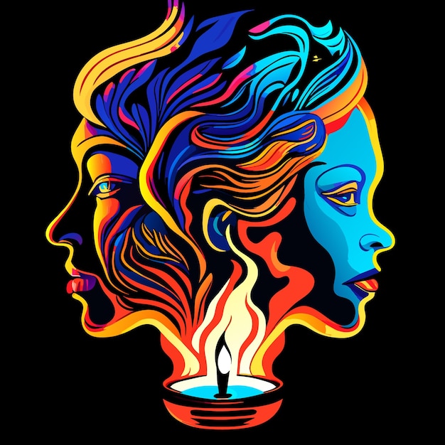 Abstract Transformation HumanCandle Fusion Artwork in Vector Style