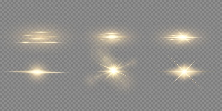 Abstract transparant zonlicht speciaal lens flare lichteffect. vervaging in beweging gloed schittering. Geïsoleerde transparante achtergrond. Decor element. De horizontale ster barstte stralen en schijnwerper.